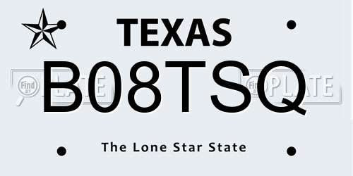 B08TSQ Texas License Plate
