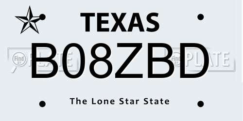 B08ZBD Texas License Plate