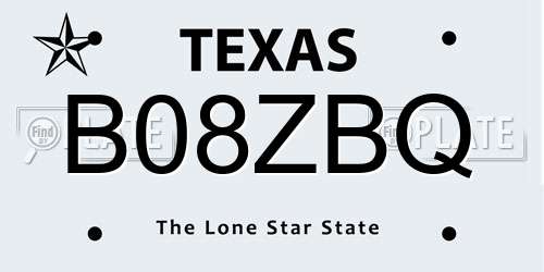 B08ZBQ Texas License Plate