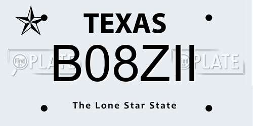 B08ZII Texas License Plate