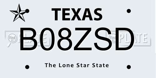 B08ZSD Texas License Plate