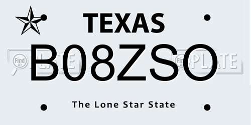 B08ZSO Texas License Plate