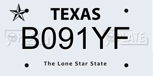 B091YF Texas License Plate