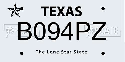 B094PZ Texas License Plate