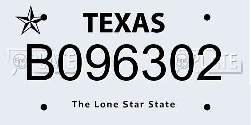 B096302 Texas License Plate