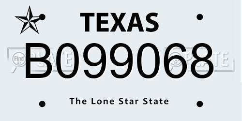 B099068 Texas License Plate