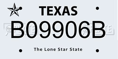 B09906B Texas License Plate