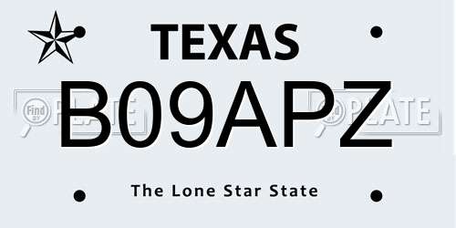 B09APZ Texas License Plate