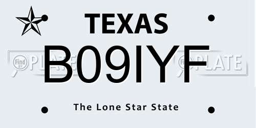 B09IYF Texas License Plate
