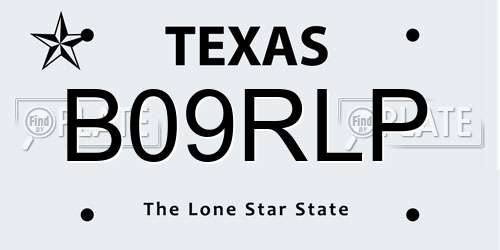 B09RLP Texas License Plate