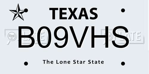 B09VHS Texas License Plate