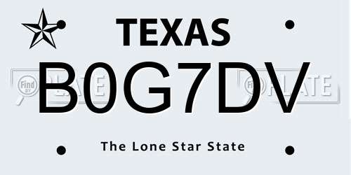 B0G7DV Texas License Plate