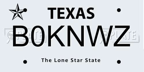 B0KNWZ Texas License Plate