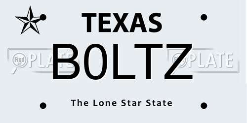 B0LTZ Texas License Plate