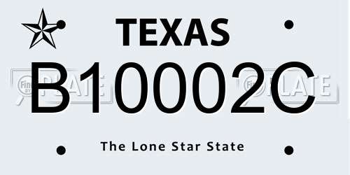 B10002C Texas License Plate