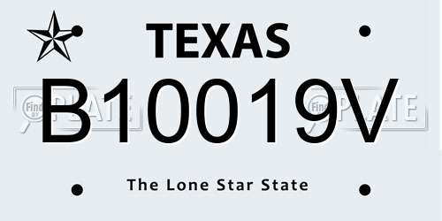 B10019V Texas License Plate
