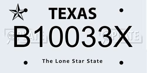 B10033X Texas License Plate