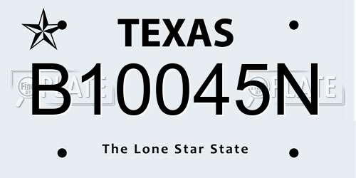 B10045N Texas License Plate