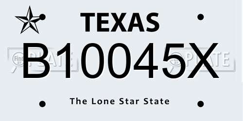 B10045X Texas License Plate