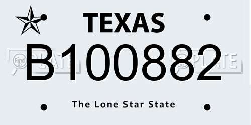 B100882 Texas License Plate