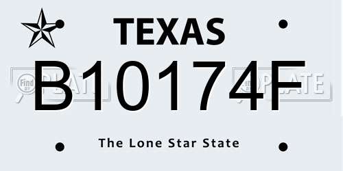 B10174F Texas License Plate