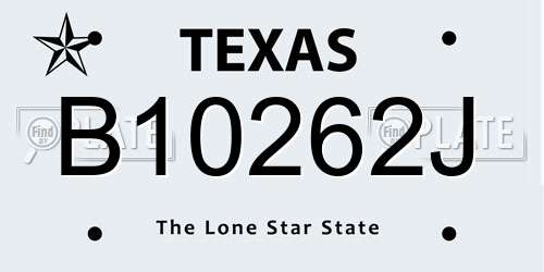 B10262J Texas License Plate