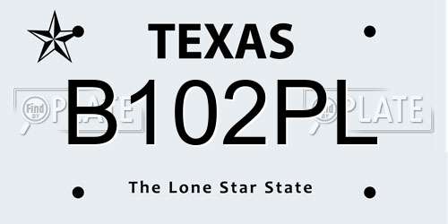 B102PL Texas License Plate