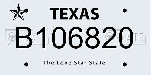 B106820 Texas License Plate