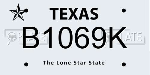 B1069K Texas License Plate