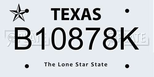 B10878K Texas License Plate