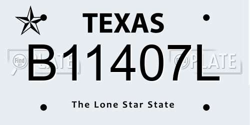 B11407L Texas License Plate