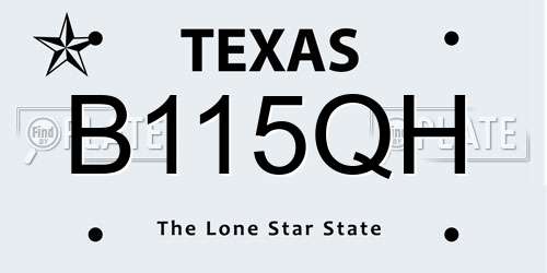 B115QH Texas License Plate