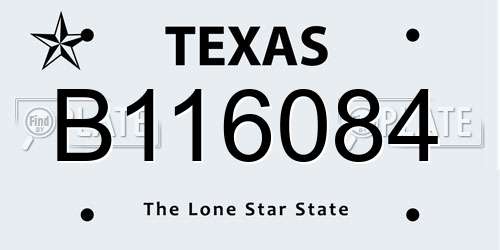 B116084 Texas License Plate