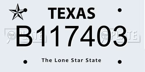 B117403 Texas License Plate