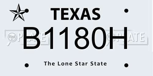B1180H Texas License Plate