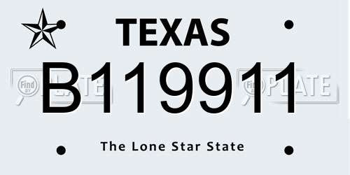 B119911 Texas License Plate