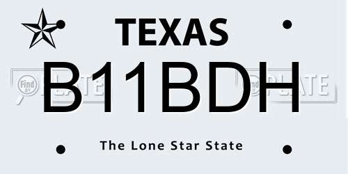 B11BDH Texas License Plate