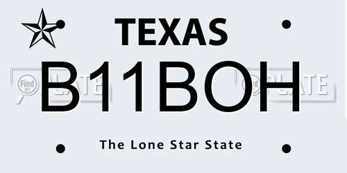 B11BOH Texas License Plate
