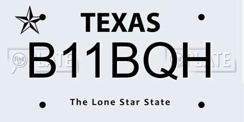 B11BQH Texas License Plate