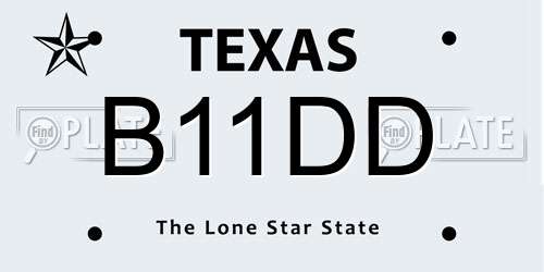 B11DD Texas License Plate