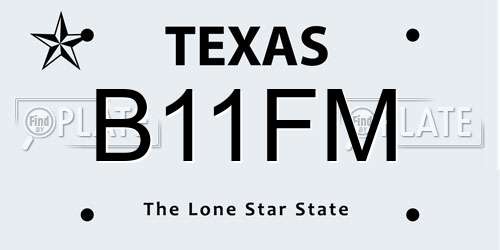 B11FM Texas License Plate