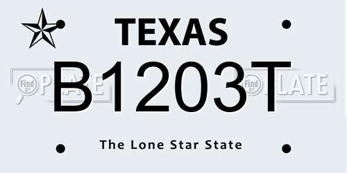 B1203T Texas License Plate