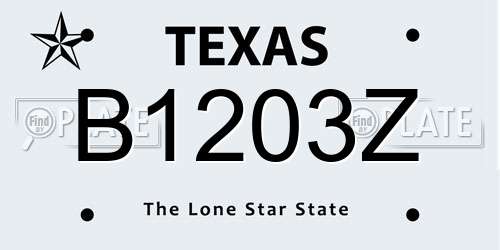 B1203Z Texas License Plate