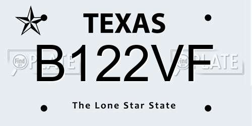 B122VF Texas License Plate