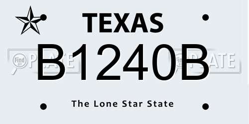 B1240B Texas License Plate
