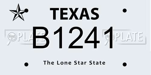 B1241 Texas License Plate