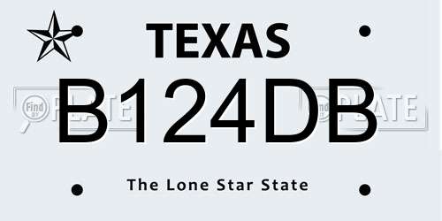 B124DB Texas License Plate
