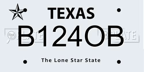 B124OB Texas License Plate