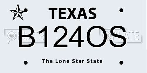 B124OS Texas License Plate