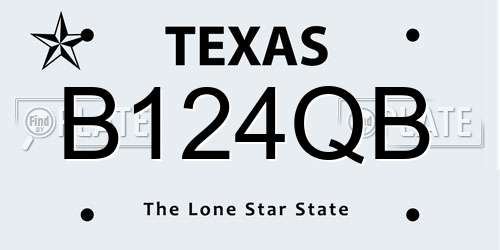B124QB Texas License Plate